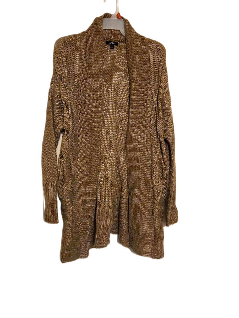 Apt. 9 Taupe Open-Front Cable Cardigan Sweater